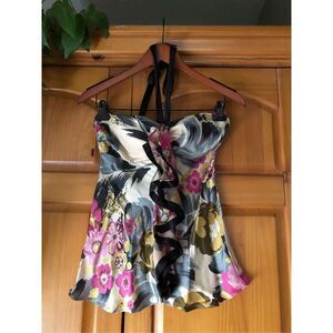 True Couture Halter Floral Silk Top size S